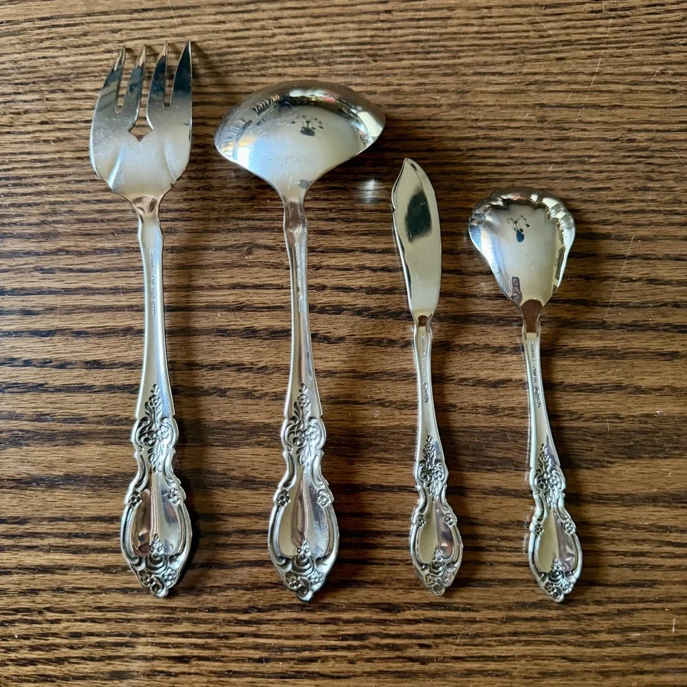 Vtg Oneida Louisiana Serving Set - Meat Fork, Ladle, Butter Knife, Sugar Spoon